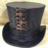 Deisel steampunk industrial Black Grey Pinstripes Top Hat with Rustic copper Buckles in 59,60cm by SteamEraProduction steampunk buy now online
