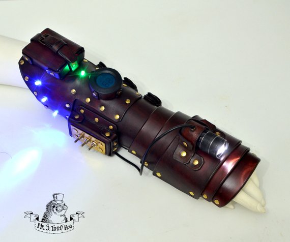Explorer bracer with powerful LED torch by TimmyHog steampunk buy now online