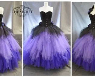 gothic wedding dress, ombre corset gown in purple and black by thesecretboutique steampunk buy now online