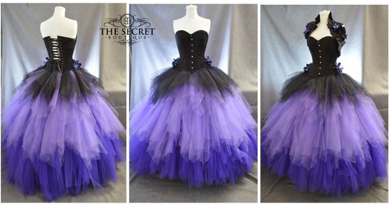 gothic wedding dress, ombre corset gown in purple and black by thesecretboutique steampunk buy now online
