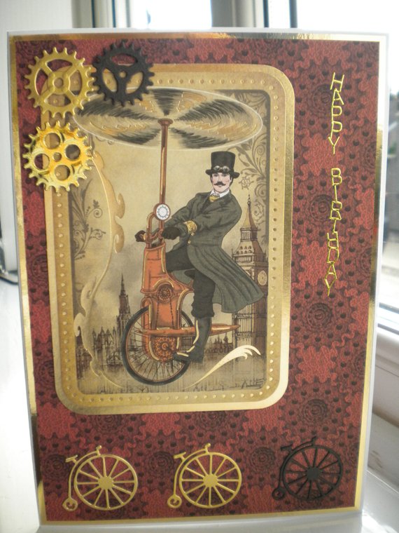 Handmade Steampunk birthday card by KathiesCardShop steampunk buy now online