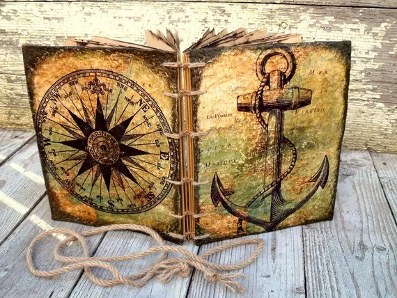 Old anchor and compass photo album, photobook adventures, pirate travel book gift, feather pen, hand made eco recycled paper, coptic stitch by EmilySteampunk steampunk buy now online Old anchor and compass photo album, photobook adventures, pirate travel book gift, feather pen, hand made eco recycled paper, coptic stitch by EmilySteampunk steampunk buy now online