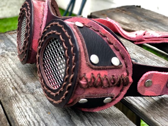 Pink Armyprint Steampunk Goggles for BurningmanFestival by ByAngelMerchandise steampunk buy now online