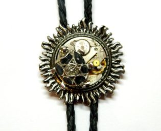 Solar Tortoise Steampunk Bolo Tie, unique birthday gift, steam punk silver jewelry mens fashion, clockwork, pendants, honeymoon surprise by EmilySteampunk steampunk buy now online