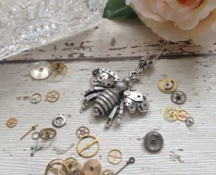 Steampunk bee pendant, bumble bee necklace, clockwork honey bee, insect jewelry, nature gift, upcycled jewelry, gift for her, gift for mum by AmeliaAliceJewellery steampunk buy now online