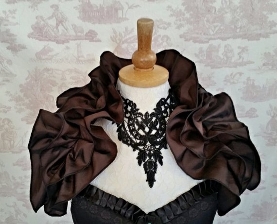 Steampunk Dark Brown Ruffle Opera Shrug Cosplay by GothicBurlesque steampunk buy now online