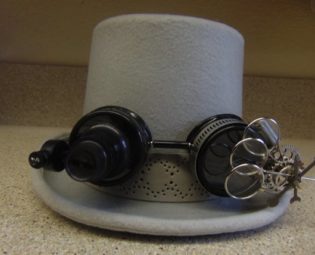 Steampunk Lighted Goggles Gray Top Hat by Thehatzmeow steampunk buy now online