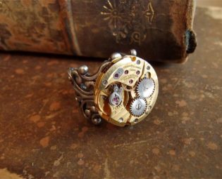 Steampunk Ring Statement Gold Adjustable Watch Movement Ring Antique Silver BOHO Steampunk Jewelry by steampunkjunq steampunk buy now online
