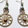 Steampunk Silver Hand Earrings with Spiral Gears & Vintage, Harlequin Fire Opals, Steampunk Earrings, Steampunk Gear Earrings ERG36 by RavensSecretStash steampunk buy now online