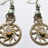 Steampunk Silver Hand Earrings with Spiral Gears & Vintage, Harlequin Fire Opals, Steampunk Earrings, Steampunk Gear Earrings ERG36 by RavensSecretStash steampunk buy now online