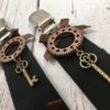 SteamPunk Skirt Clips, Cog & Key, Hitch-Up Clips, Suspender Clips by TricoteuseCrafts steampunk buy now online