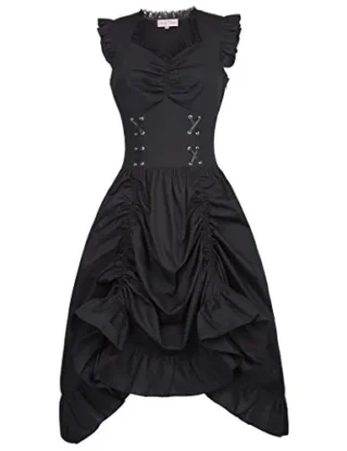 Belle Poque Sleeveless V-Neck Retro Black Gothic Dress Halloween Costume Dress XL steampunk buy now online