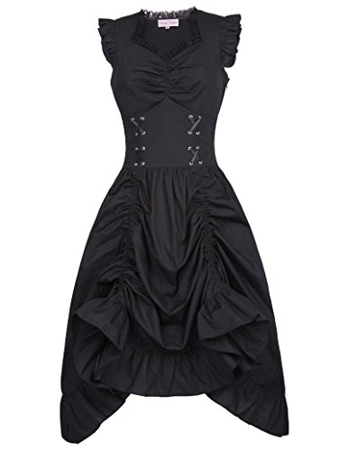 Belle Poque Sleeveless V-Neck Retro Black Gothic Dress Halloween Costume Dress XL steampunk buy now online