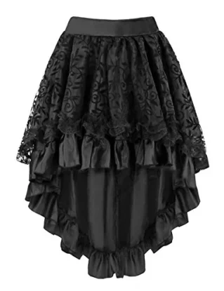 Burvogue Women's Asymmetrical High Low Steampunk Corset Skirt steampunk buy now online