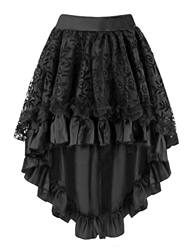 Burvogue Women's Asymmetrical High Low Steampunk Corset Skirt steampunk buy now online