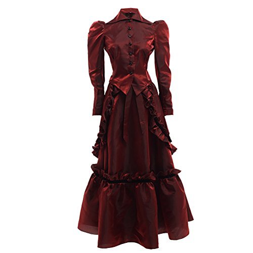 GRACEART Steampunk Edwardian Dress Gown Jacket and Skirt Suits with Bustle (Wine Red, 8) steampunk buy now online