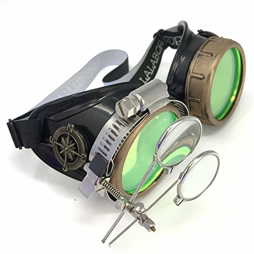 umbrellalaboratory Steampunk Victorian Style Goggles UV Glow in the Dark Rave Glasses with Vintage Features steampunk buy now online