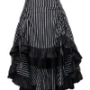 Asymmetrical Victorian Steampunk Stripe High-Low A-Line Skirt Black XL steampunk buy now online