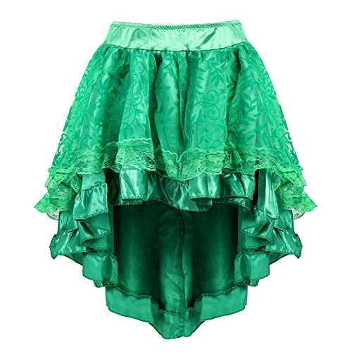 Grebrafan Steampunk Women Skirt with Zipper,Multi Layered High Low Outfits (UK(10-12) L, Green) steampunk buy now online