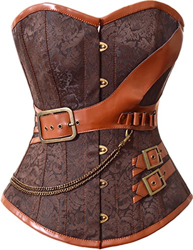 SELUXU Women's Overbust Oranger Satin Steampunk Clothing Sexy Corsets Brocade Bustiers Cincher steampunk buy now online