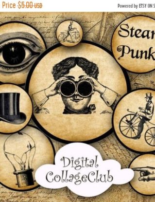 70% Off NEW YEAR Sale Steampunk Jewelry Images for Jewelry Making Steampunk Decorations 1 Inch Digital Collage Sheet 2 Inches Cupcake Topper by DigitalCollageClub steampunk buy now online