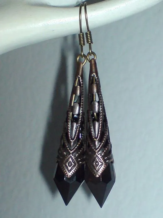 Black Teardrop Earrings , Gothic Earrings , Bronze Earrings , Steampunk Earrings , Dangling Filigree Earrings , Handmade Jewellery , Gift by AzureAllure steampunk buy now online Black Teardrop Earrings , Gothic Earrings , Bronze Earrings , Steampunk Earrings , Dangling Filigree Earrings , Handmade Jewellery , Gift by AzureAllure steampunk buy now online