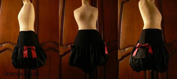 Bloomer Short "Bow Tie" Black and dark red (harem pants) by OctopoosFactory steampunk buy now online