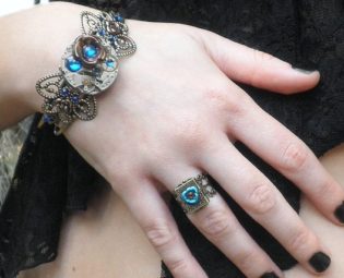 Blue Rose Locket Ring,Steampunk ring,Neo Victorian,Gothic Jewellry,Steam Punk Goth,Edwardian Fantasy,Antique Jewelry,Rings by STEAMPUNKitis steampunk buy now online