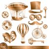 BRONZE STEAMPUNK Clipart | Bronze Steampunk Style Clip Art Downloads | Copper Vector Steampunk Clipart Images | Steampunk Balloon Air Ship by MNINEDESIGNS steampunk buy now online