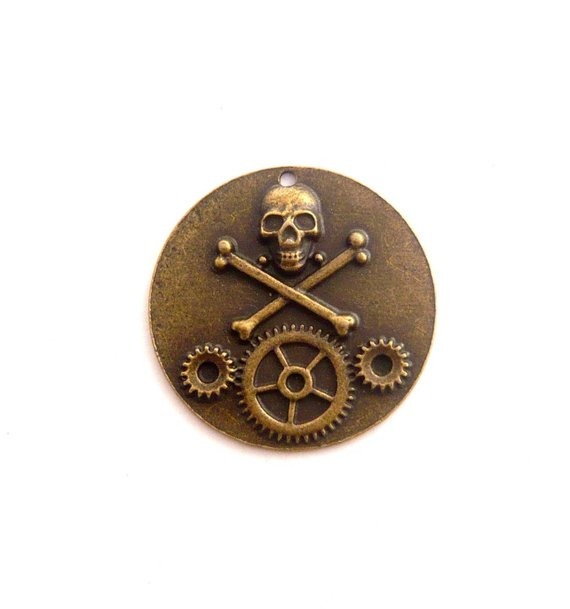 charm bronze watch steampunk gear skull 40mm pendant by sosteampunkvintage steampunk buy now online