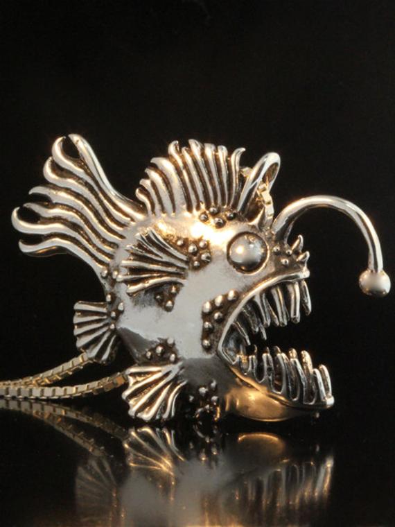 Gift For Man Gift For Woman Fish Gift Angler Fish Jewelry Fish Statue Lantern Fish Angler Fish Necklace Unique Jewelry Steampunk Gift by martymagic steampunk buy now online
