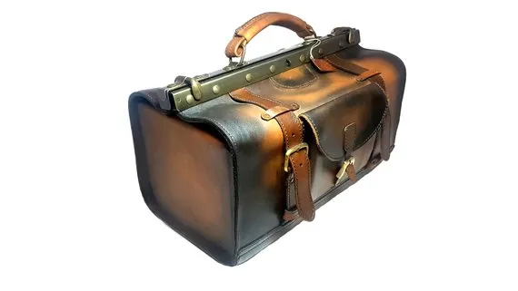 Gladstone Bag - Weekender Travel Bag - Steampunk bag - Leather Doctors Medicine Bag - Large Leather Travel Bag - Vintage Leather carpetbag by Crazy2Hands steampunk buy now online