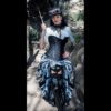 Ready to ship 2 PC Black SATIN Corset with Silver Bustle Skirt, Steampunk, Victorian, Cosplay, Costume, Dress by MajesticVelvets steampunk buy now online