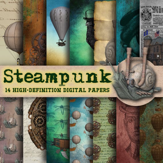 Steampunk Paper - Steampunk Papers, Steam Punk Paper, Steampunk Clip Art, Steampunk Scrapbook, Steampunk Elements, Steampunk Clipart, JPG by CatherineClennan steampunk buy now online