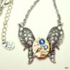 Steampunk Wings Necklace with Blue Swarovski Crystals, Neo Victorian Edwardian Fantasy,Ruby Jeweled, Rose Gold,Filigree Necklace by STEAMPUNKitis steampunk buy now online