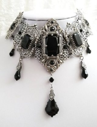 Victorian Choker Gothic Necklace victorian jewelry Victorian women Gothic Jewellery gothic wedding Statement Necklace Black Swarovski Choker by Aranwen steampunk buy now online