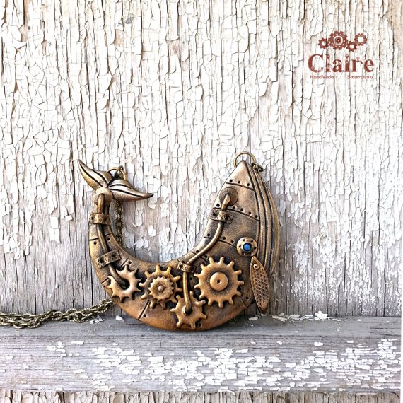 Whale jewelry Steampunk whale pendant Steampunk whale necklace Steampunk jewelry Gift for steampunker Steampunk cosplay Bronze whale by JewelryClaire steampunk buy now online