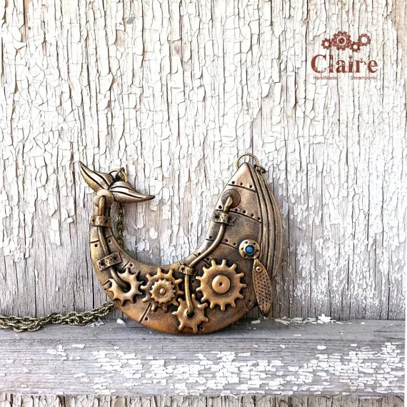 Whale jewelry Steampunk whale pendant Steampunk whale necklace Steampunk jewelry Gift for steampunker Steampunk cosplay Bronze whale by JewelryClaire steampunk buy now online