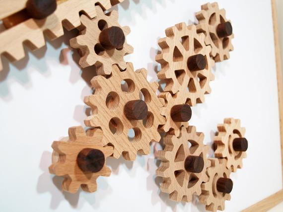 Wooden gears on magnets (Set #10), Montessori, Waldorf, Educational toy, Steampunk, Wood cog by TopGearWood steampunk buy now online