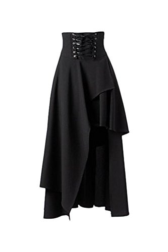 Suvotimo Women Gothic Lolita Band Waist Skirt Steampunk Vintage Skirt Black L steampunk buy now online
