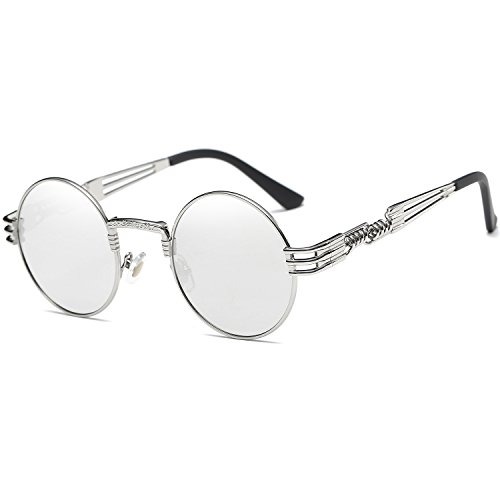 Dollger John Lennon Round Sunglasses Steampunk Style Sturdy Metal Spring Frame Mirror Lens steampunk buy now online