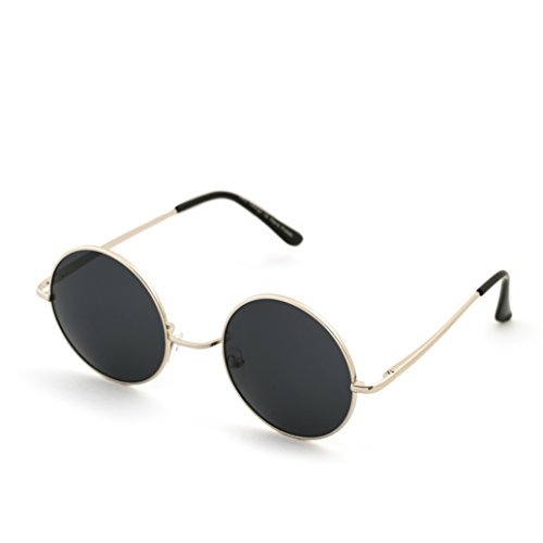 Round Lennon Glasses Steampunk Sunglasses 50s Cyber Goggles Vintage Retro Style Hippy Ganja Weed Leaf MFAZ Morefaz Ltd (Black Silver) steampunk buy now online