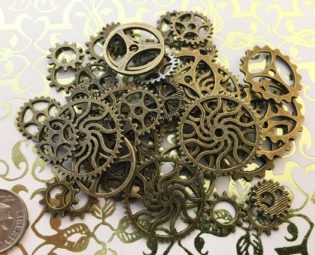 40 Brass Steampunk Art Gears Cogs Buttons Wheels Watch Parts Altered Art Crafts Jewelry Supply Crafts Clock Watch Timepiece Cosplay Costume by AKeyToHerHeart steampunk buy now online