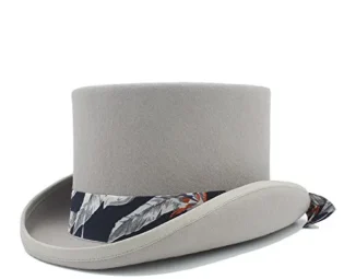 Fucaiqian Hats For Women Elegant Lady High-end Wool High Hat Jazz Hat With Blue Pattern Cloth Mad Hatter Hat (Color : Gray, Size : 57cm) steampunk buy now online