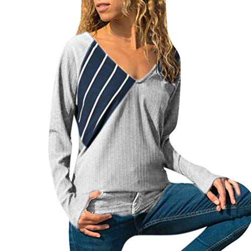 Women's Casual Long Sleeve Oversized Sweatshirt Tee Blouse Top Round Neck Basic Elbow Striped Patchwork Tunic Pullover Top T Shirt for Women Teen Girls Gray steampunk buy now online