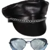 Labreeze Adults Black PVC Biker Cap with Chain & Pop Icon Sunglasses Steam Punk Fancy Dress steampunk buy now online Labreeze Adults Black PVC Biker Cap with Chain & Pop Icon Sunglasses Steam Punk Fancy Dress steampunk buy now online