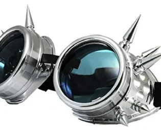 4sold Modern Fashion Cyber Goggles Black With Cyber Spikes Steam Punk Rave Goth like Sunglasses Includes FREE set Lense Design Inserts and 3 lenses black. clear and brown (Silver) steampunk buy now online