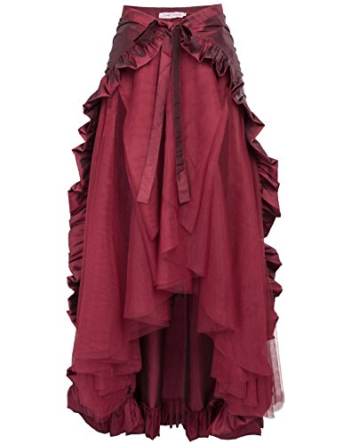 Belle Poque Steampunck Skirt Irregular Hem Women Victorian Party Cocktail Skirt Wine XL steampunk buy now online