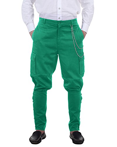 ThePirateDressing Steampunk Victorian Cosplay Costume Mens Airship 100% Cotton Pants Trousers C1347 (Green) (Large) steampunk buy now online