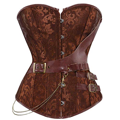 AIZEN Women's Steampunk Retro Steel Boned Corsets Bustiers Gothic Punk Waist Cincher Shapewearop Plus Size Brown XL steampunk buy now online